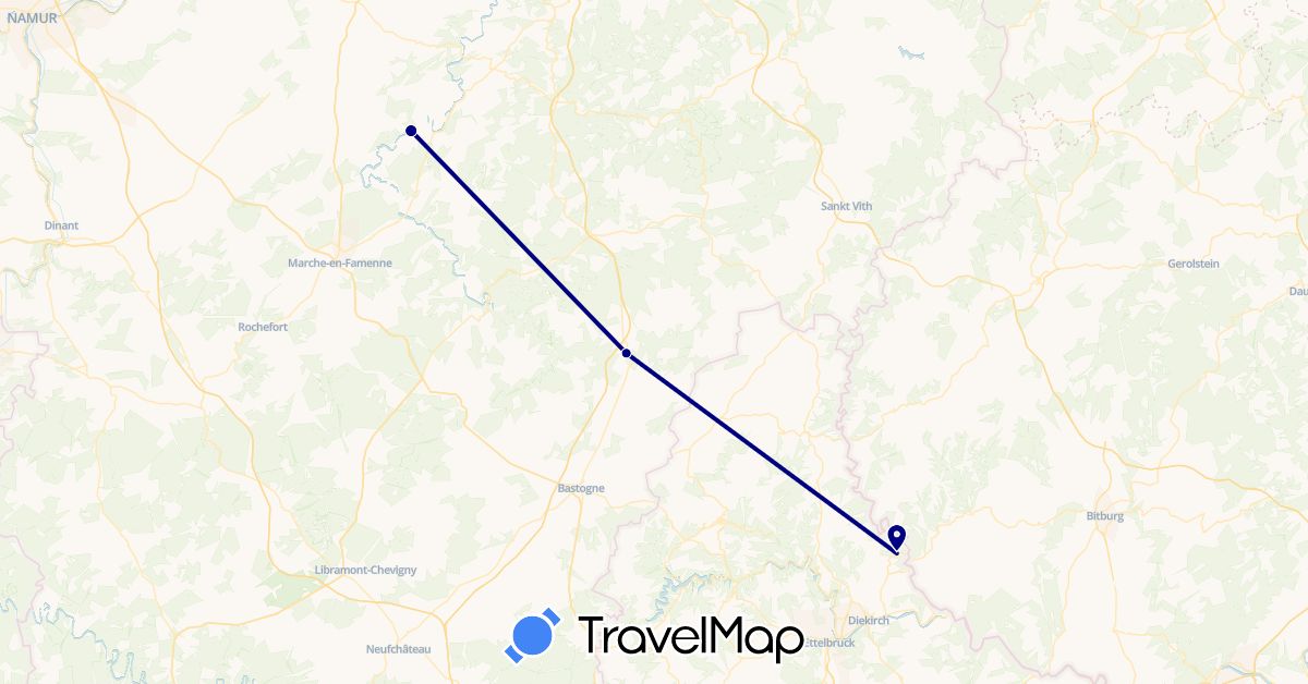 TravelMap itinerary: driving in Belgium, Luxembourg (Europe)